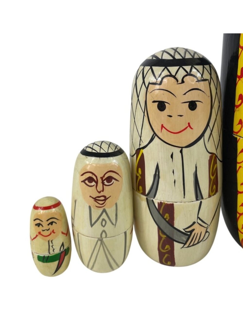 Hand-Painted Wooden Middle Eastern Themed Nesting Dolls Set Of 8 Made In India - Picture 6 of 15